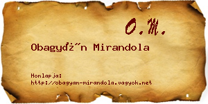 Obagyán Mirandola névjegykártya